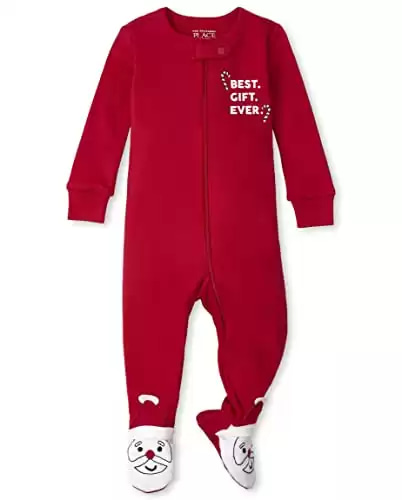 The Children's Place Baby One Piece and Toddler Christmas Santa Footie Pajama Seasonal