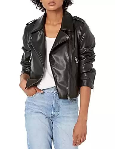 The Drop Women's Heather Faux Leather Moto Jacket