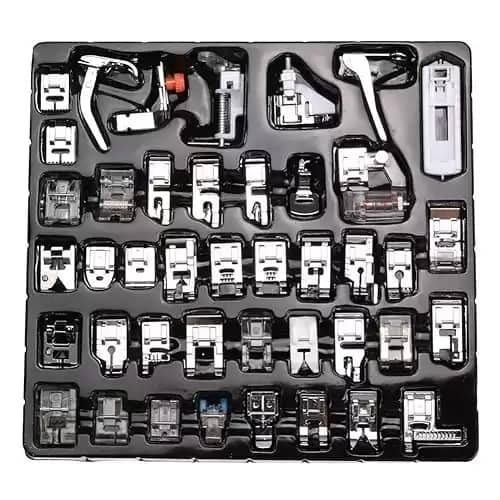 BUDDE 42pcs Domestic Sewing Machine Presser Feet Set for Brother, Babylock, Singer, Janome, Elna, Toyota, New Home, Simplicity, Necchi, Kenmore, and White Low Shank Sewing Machines