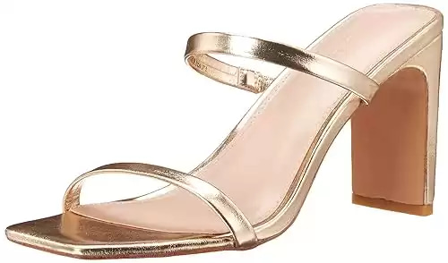 The Drop Women's Avery Square Toe Two Strap High Heeled Sandal