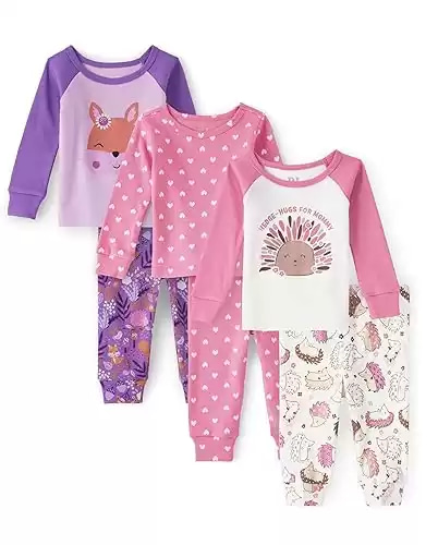 The Children's Place Baby Girl's and Toddler Long Sleeve Top and Pants Snug Fit 100% Cotton 3 Pack Pajama Set