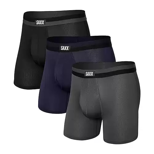 Saxx Men's Underwear - Sport Mesh Boxer Brief Fly 3 Pack with Built-in Pouch Support - Underwear for Men