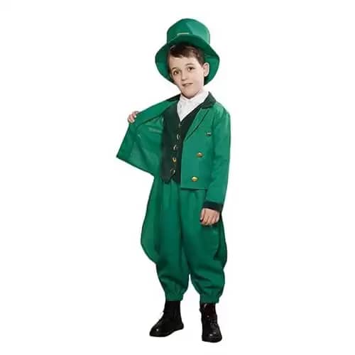 Kids Boys Leprechaun Costume Children St. Patrick's Day Outfit Irish Holiday 4pc Fancy Dress Funny Cosplay Party