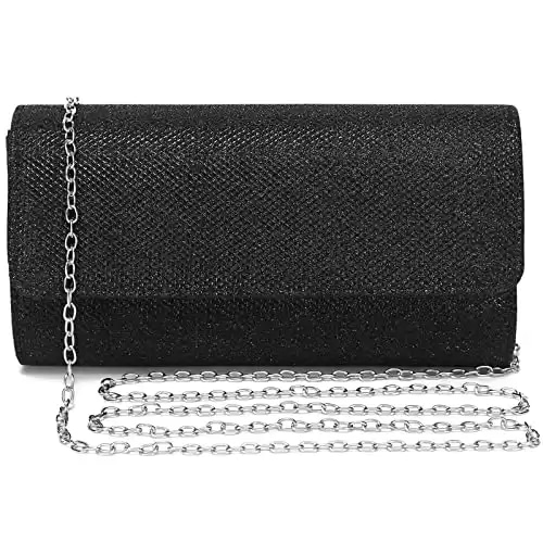 Outrip Women's Evening Bag Clutch Purse Glitter Party Wedding Handbag with Chain (Black)