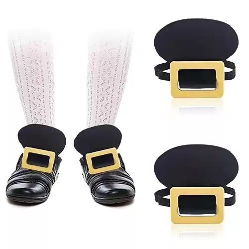 Degpum Shoe Buckle Colonial Shoe Buckles Historical Gold Shoe Buckles Costume Accessory Metal Shoe Buckle with Elastic Strap for Costume, Black, F