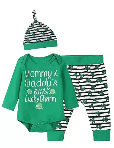 Paddy Field Baby Boys Girls Outfit Set St Patrick's Day Long Sleeve Clothes Bodysuit