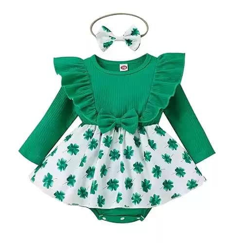 Little Baby St Patricks Day Toddler Boy Girls Outfit Green Short Sleeve Tutu Skirt Princess Dress Spring Ruffle