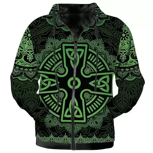 2024 St Patricks Day Hoodie Men Casual Four Leaf Clover Fashion Shamrock Clothes Hooded Long Sleeve Funny Green Pullover