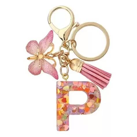 26 Letters A-Z Resin Initial Keychain, Letter Bag Charm for Women Key Ring Backpack Butterfly Accessories for Girls 2024 - $5.99