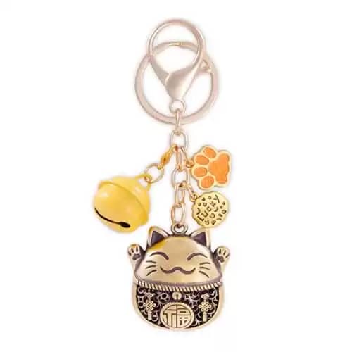 ZEMJKIN Lucky Cat Keychain, Cute Charms for Purse Bag Handbag Backpack, Kawaii Gift for Girlfriend Mother Women Girl Her Lady Boss Pet Lover Bestfriend