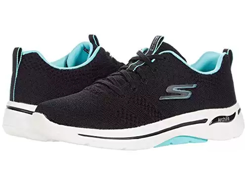 Skechers Women's Go Walk Arch Fit-Unify Sneaker, Black/Aqua, 6 Wide