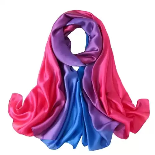 Wander Agio Womens Silk Like Shawl Party Wraps Evening Dress Bridesmaid Long Silkly Scarves for Wedding Colours Red Blue 7