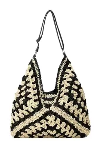 Straw Hobo Bags for Women Vintage Shoulder Bag Everything Tote Bag Designer Beach Bag Holiday Work Everyday Summer