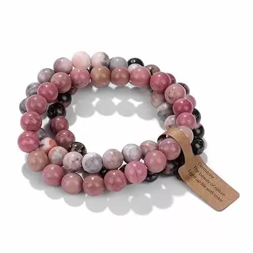 3 PCS Healing Crystal Bracelets for Women 8mm Natural Stone Beaded Stretch Bracelet Amethyst Jewelry Gifts