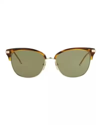 THOM BROWNE TB 505 D-WLT-GLD Walnut12k Gold w/G15Gold FlashAR Sunglasses