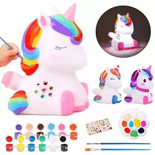 dededa Paint Your Own Unicorn Night Light Art Kit, Arts and Crafts for Kids Ages 4-8,Unicorns Gifts for Girls Painting Kit Unicorn Toys for Kids 4 5 6 7 8 9 10 11 12+ (1Pc Unicorn)