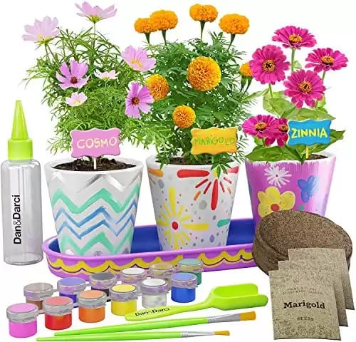 Paint & Plant Stoneware Flower Gardening Kit - Easter Gifts for Girls & Boys Ages 6-12 - Kids Arts & Crafts Project Birthday Gift, STEM Activity for Age 6, 7, 8, 9, 10, 11 & 12 Year Ol...