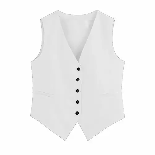 Women's Formal Regular Fitted Business Dress Suit Vest 5 Button Down Prom Waistcoat