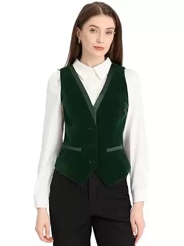 Allegra K Retro Velvet Waistcoat for Women's Saint Patrick's Day V Neck Sleeveless Racerback Steampunk Vest