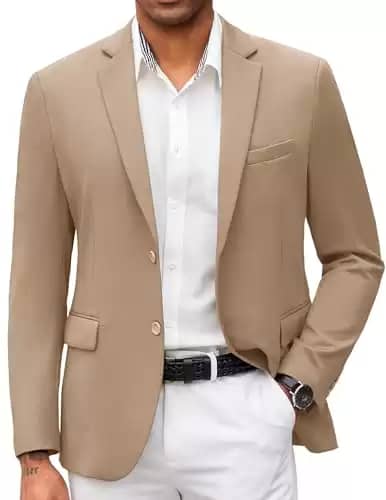 COOFANDY Men's Blazer Slim Fit Casual Sport Coats Slim Fit Suit Jacket Lightweight Khaki Sports Jacket